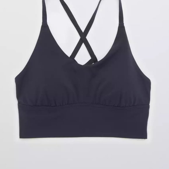 aerie OFFLINE Real Me Strappy Back Sports Bra - Size M, Steel Blue - Picture 6 of 11